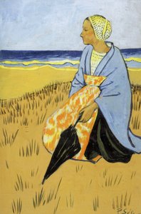 Bretonse vrouw zittend aan de kust door Paul Sérusier
