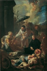 De heilige Franciscus Xaverius onder de pestlijders in Goa door Paul Troger