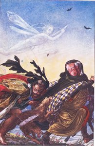 Woede! Woede! Daar, tiran, daar Hoor! Hoor!, illustratie uit De Storm, 1908 door Paul Vincent Woodroffe