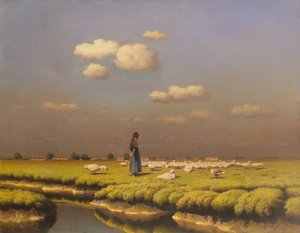 Landschap met ganzenmeisje door Paul Wilhelm Keller Reutlingen