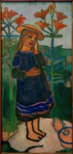 Elsbeth tussen vuurlelies door Paula Modersohn Becker
