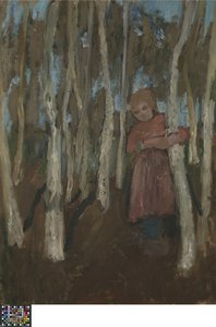Meisje in een berkenbos door Paula Modersohn Becker