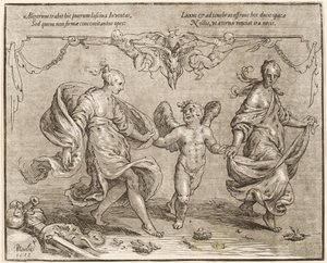 Cupido Danst met Twee Allegorische Vrouwen door Paulus Moreelse