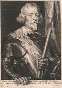 Dom Carolus de. Columna. a. Cons. Stat. Prim. a. Cubit Reg. Mat. Cath. Magister Campi..Gnalis. in Belg. Etc. door Paulus Pontius
