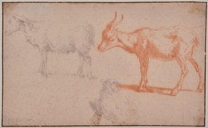 Twee schapen en een geit (dierstudies)