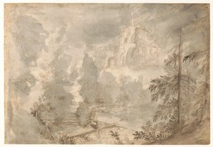 Zuid-Duits landschap met een ruïne door Paulus Willemsz. van Vianen