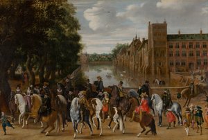 De Prinsen van Oranje en hun Families te Paard, Vertrekkend van Het Buitenhof, Den Haag, c. 1621-22