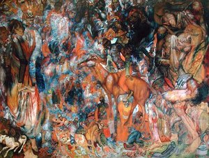 Compositie met een ruiter door Pawel Nikolajewitsch Filonow