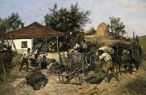 Boeren die een Kar Laden