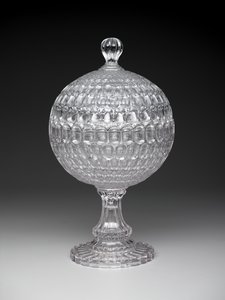 "Argus" gedekte compote, ca. 1855-75 (geperst glas) door Pears and Co. Pittsburgh Bakewell