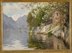 Lentedag aan het Meer van Lugano door Peder Monsted
