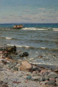 P. Mønsted, Aan het strand door Peder Monsted