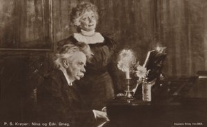 Edvard en Nina Grieg aan de piano door Peder Severin Krøyer