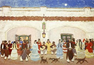Dansen op de patio door Pedro Figari