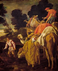 Karavaan van kamelen (detail) door Pedro Orrente