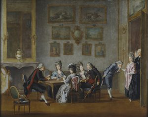 Kaartspel in het huis van Elis Schroderheim door Pehr Hilleström