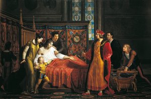 Karel VIII bezoekt de stervende Gian Galeazzo Sforza in het Kasteel van Pavia door Pelagio Palagi