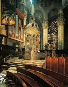 Italië, Milaan Kathedraal, Presbyterium met tabernakel, door Pellegrino Tibaldi bekend als Pellegrini