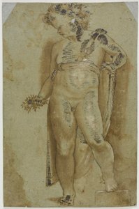 Putto met bloemen door Pellegrino Tibaldi