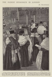 Tweehonderdjarig bestaan van de Spaanse en Portugese synagoge, de oudste synagoge in Londen (litho) door Percy F.S. (after) Spence