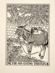 De ezel die distels eet, uit Honderd fabels van Aesopus, uitgegeven 1903 door Percy J. Billingshurst