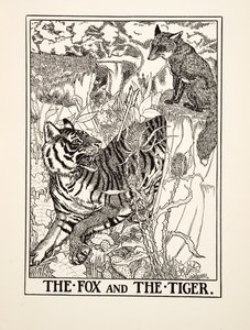 De vos en de tijger, uit Honderd fabels van Aesopus, pub. 1903 door Percy J. Billingshurst