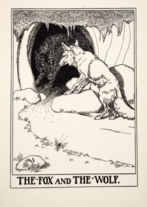 De Vos en de Wolf, uit Honderd Fabels van Aesopus, uitgegeven 1903 (gravure) door Percy J. Billingshurst