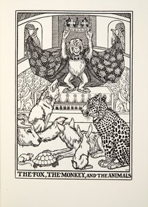 De Vos, de Aap en de Dieren, uit Fontaine Fabels, uitgegeven 1905
