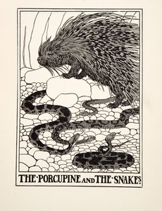 De Egel en de Slangen, uit Honderd Fabels van Aesopus, uitgegeven 1903 (gravure) door Percy J. Billingshurst