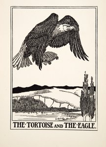 De Schildpad en de Adelaar, uit Honderd Fabels van Aesopus, uitgegeven 1903 (gravure) door Percy J. Billingshurst