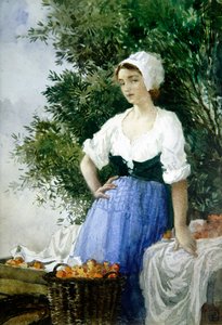 De sinaasappelverkoopster door Percy Lancaster