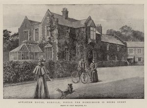 Appleton House, Norfolk, waar de huwelijksreis wordt doorgebracht door Percy Macquoid