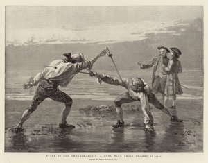 Typen van Oude Zwaardvechtkunst, een duel met Kleine Zwaarden in 1760 door Percy Macquoid