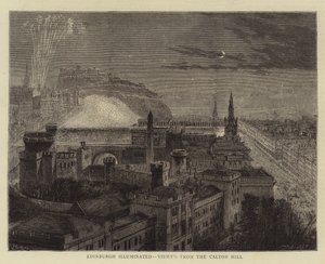 Verlicht Edinburgh, gezien vanaf Calton Hill