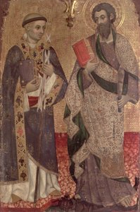 Detail van St. Bartholomeus en St. Bernardus van Clairvaux van het Altaarstuk van het Klooster van St. Dominic van Manresa