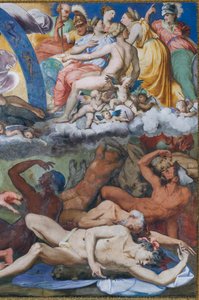 Zeus die de rebellerende reuzen neerslaat (de val van de reuzen) in de Hal van Jupiter