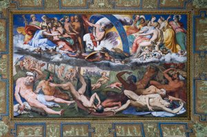 Zeus die de rebellerende reuzen treft (de val van de reuzen) in de Hal van Jupiter