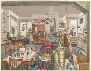Semi-Landelijke Keuken en Eetkamer, 1910 door Perkins Harnly