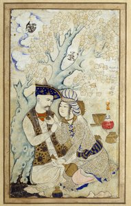 Islamitische kunst: Portret van Shah Abbas I die een van zijn pages omhelst