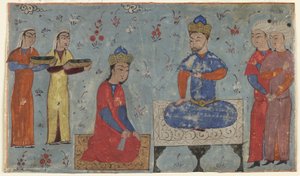 Folio uit Shahnama (Boek der Koningen) door Firdawsi; Sindukht voor Sam door Persian School