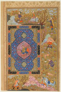 Folio uit een album; verso: Jonge vrouw, Isfahan, Iran, Safavid periode, 1590-1610 door Persian School