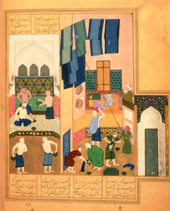 Harun al-Rashid en de barbier in een Turks bad door Persian School