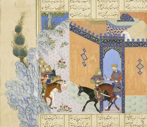(detail) Ontsnapping van Qubad, illustratie uit de Shahnama (Boek der Koningen) door Persian School