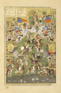 Talhand in gevecht tegen zijn broer, illustratie uit de Shahnama (Boek der Koningen) door Persian School