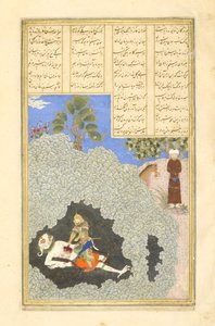 Rustam doodt de Witte Div, illustratie uit de Shahnama (Boek der Koningen) door Persian School