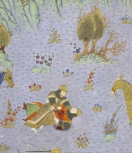 (detail) Suhrab gedood door Rustam, illustratie uit de Shahnama (Boek der Koningen)