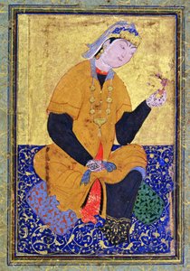 Portret van Hamida Banu Begum, met een zegel, geïllustreerde folio uit de Anthologie van Mir Ali, 1550 door Persian School