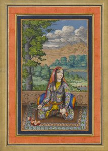Portret van een Perzische dame, Folio uit het Davis Album, ca. 1736-37 door Persian School