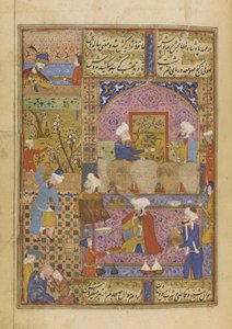 Scène in een taverne uit een Divan van Hafiz door Persian School