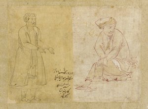 Zittende figuur, Isfahan, Safavid dynastie, 1610s door Persian School